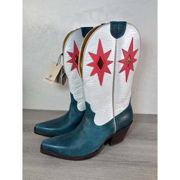 Ariat Starlight Western Boots Turquoise/Pearly White Star Accent Womens 8.5 NWT - Picture 1 of 10